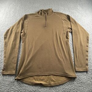 Beyond Clothing 1/4 Zip Mens L Brown Lightweight Thermal Army Pullover Tactical